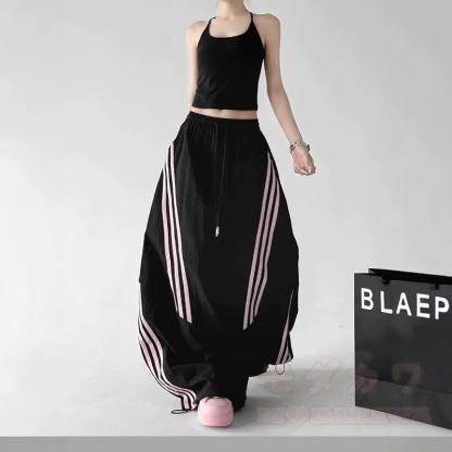 Goat Print Cropped Hoodie Striped Wide‑Leg Pants Two Pieces Set - image 5