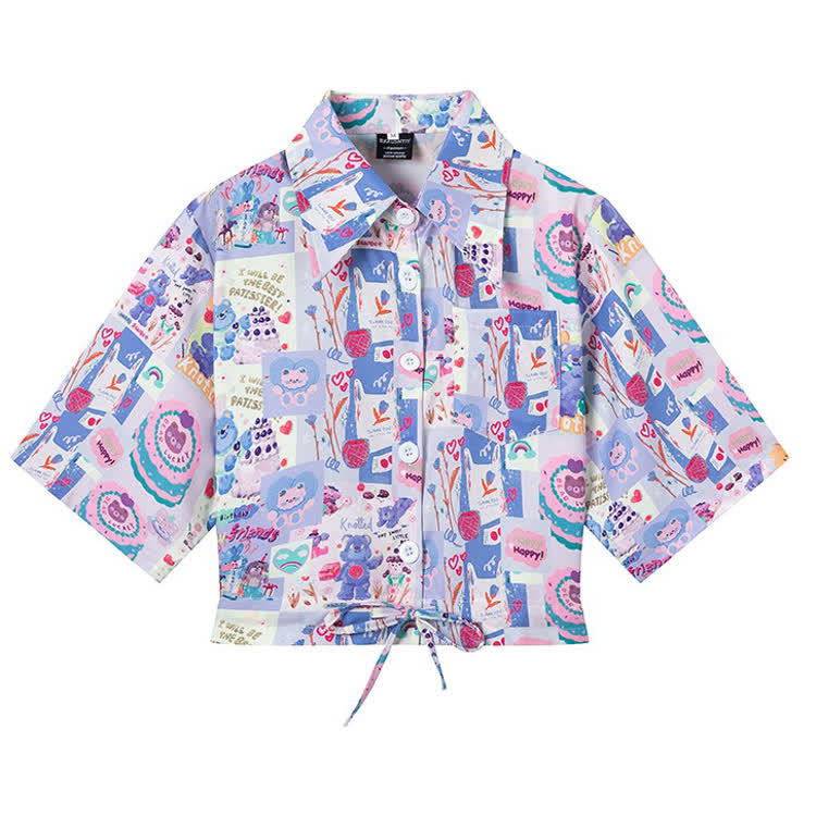 Animal Print Short Sleeve Button-Up Shirt - Multicolor O - L - image 16