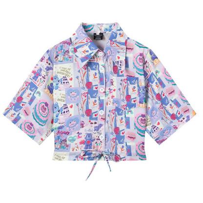 Animal Print Short Sleeve Button-Up Shirt - Multicolor O - L - image 16
