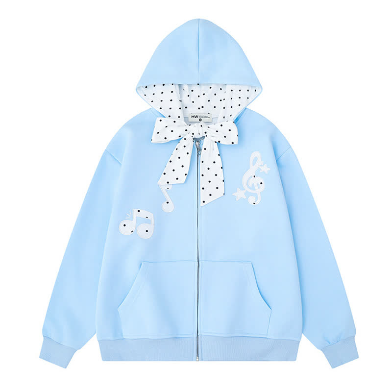  High Quality Durable Press Polka Dot Bow Zip Up Hoodie Dog Embroidery Pants Two Pieces Set - Blue Hoodie - XL - image 4