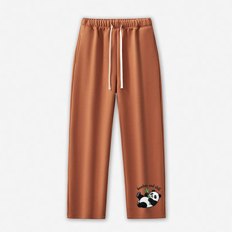BAMBOO AND CHILL Panda Graphic Casual Pants - Light Brown - 5XL - image 5