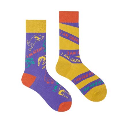 Colorful Asymmetric Printed Mid Calf Socks - image 13