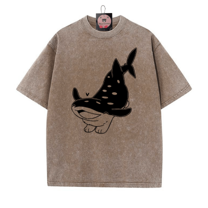 Cheerful Pupfish Graphic Unisex Vintage Washed T-shirt - Brown - 5XL - image 5