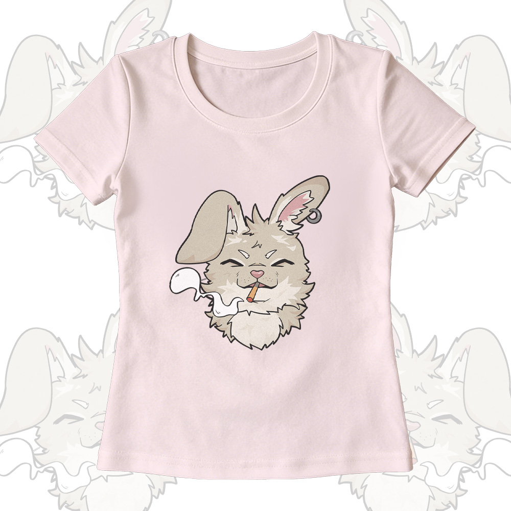 Nabi Smoking Puppy Graphic U-Neck T-shirt Wide Leg Pants Modakawa Matching Outfit - Light Pink T-shirt - XL - image 4