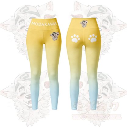 MODAKAWA X atka Fox Wants Meat Graphic Gradient Sports Bra Top Leggings Matching Outfit - Yellow Leggings - 5XL - image 6