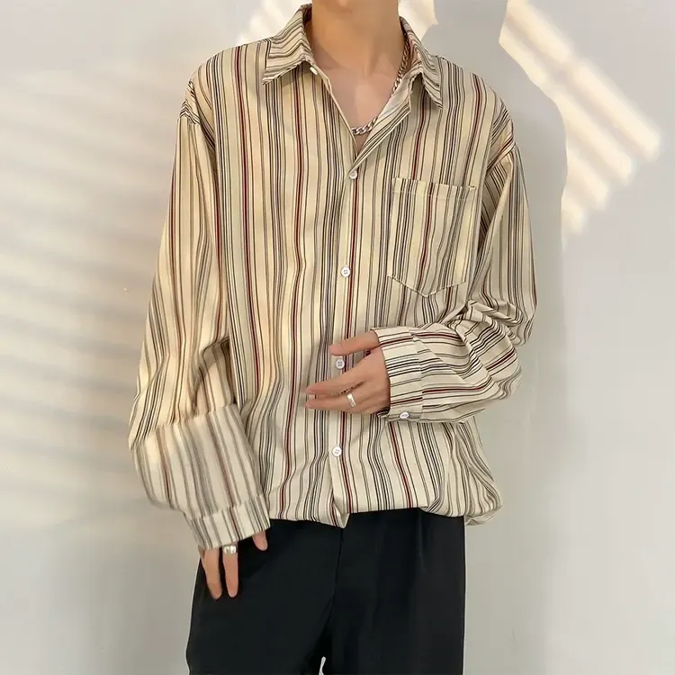 Men's Vintage Print Long Sleeve Button-Up Shirt - Multicolor I - 3XL - image 10