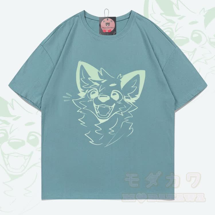 MODAKAWA X atka Fox Graphic 100% Cotton T-shirt - Green - 5XL - image 4