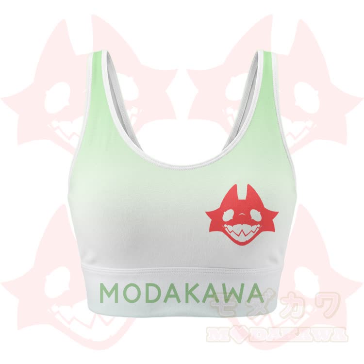 MODAKAWA X TiramisuRat Rat Graphic Gradient Sports Bra Top Leggings Matching Outfit - Green Top - 5XL - image 5