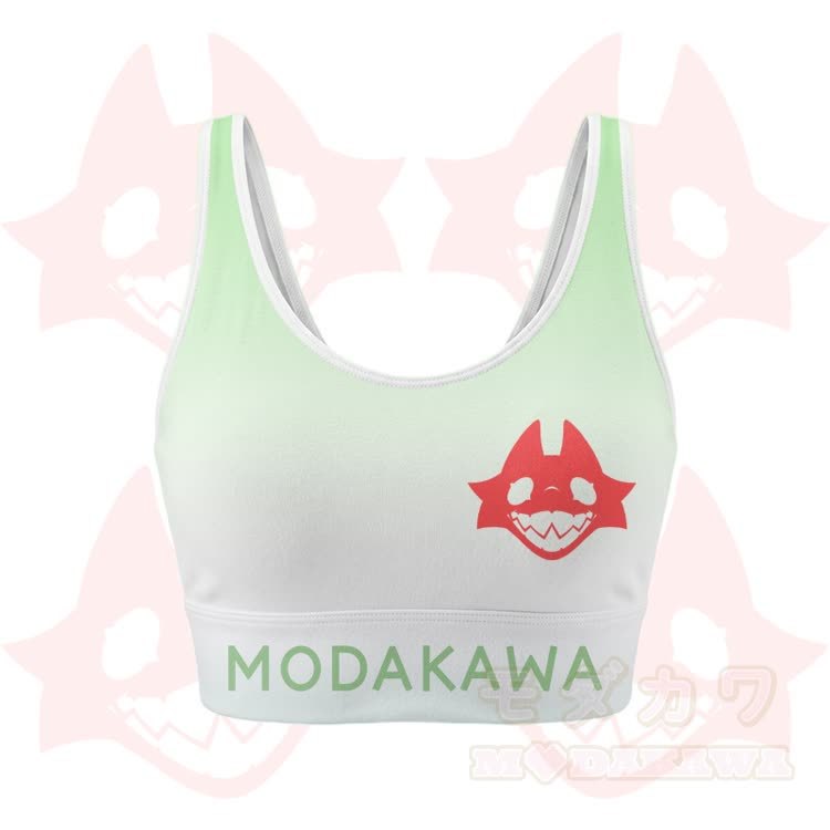 MODAKAWA X TiramisuRat Rat Graphic Gradient Sports Bra Top Leggings Matching Outfit - Green Top - 5XL - image 5
