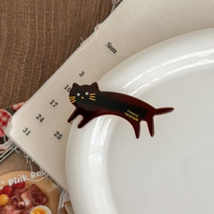 Kawaii Cat Design Acrylic Hair Accessory - Brown - image 13