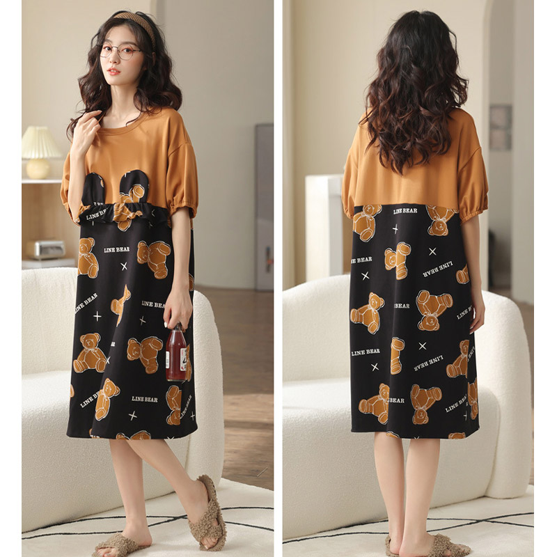 Girlfriend Boyfriend Cartoon Bear Letter Print Cotton Pajamas Set - image 10