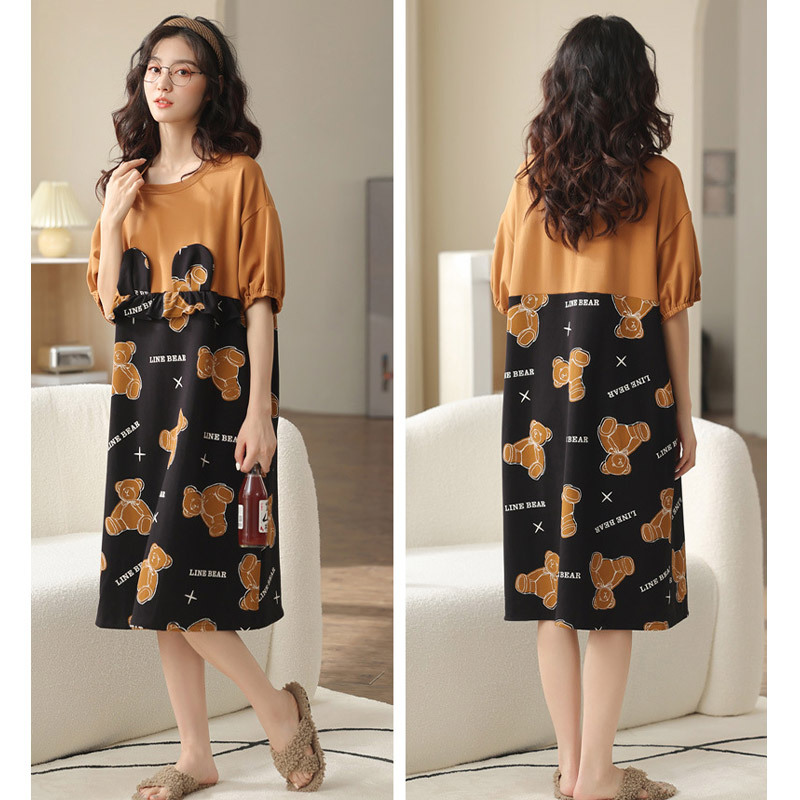Girlfriend Boyfriend Cartoon Bear Letter Print Cotton Pajamas Set - image 10