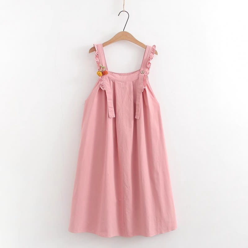 College Style Short Sleeve Shirt Strap Dress Two Pieces Set  - Pink Dress A - XL - image 12