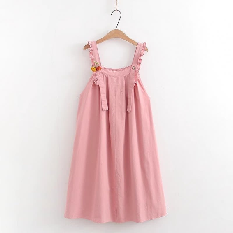 College Style Short Sleeve Shirt Strap Dress Two Pieces Set  - Pink Dress A - XL - image 12