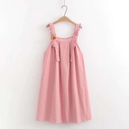 College Style Short Sleeve Shirt Strap Dress Two Pieces Set  - Pink Dress A - XL - image 12