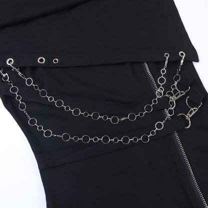 Gothic Draped Collar Sleeveless Top With Metal Chain Decor - image 9