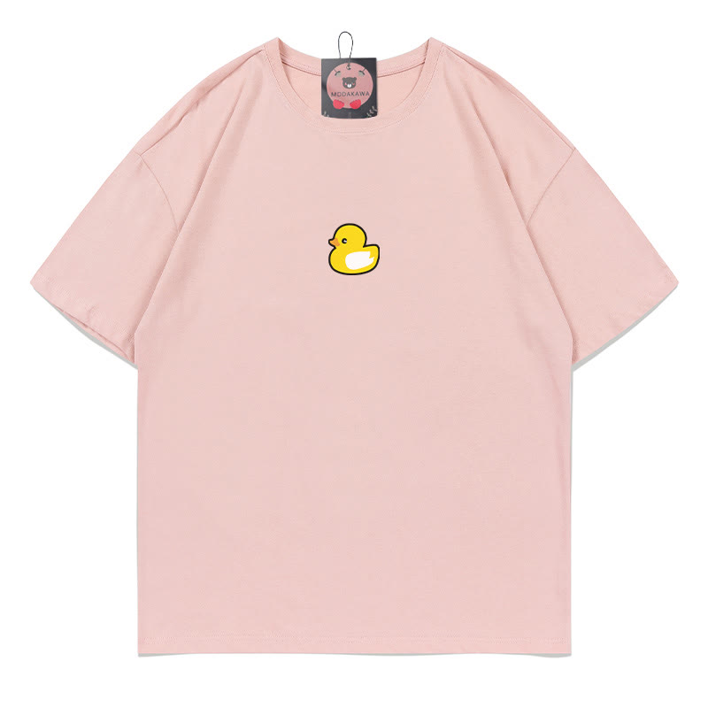 Duck Print 100% Cotton Modakawa T-shirt - Pink - 5XL - image 5