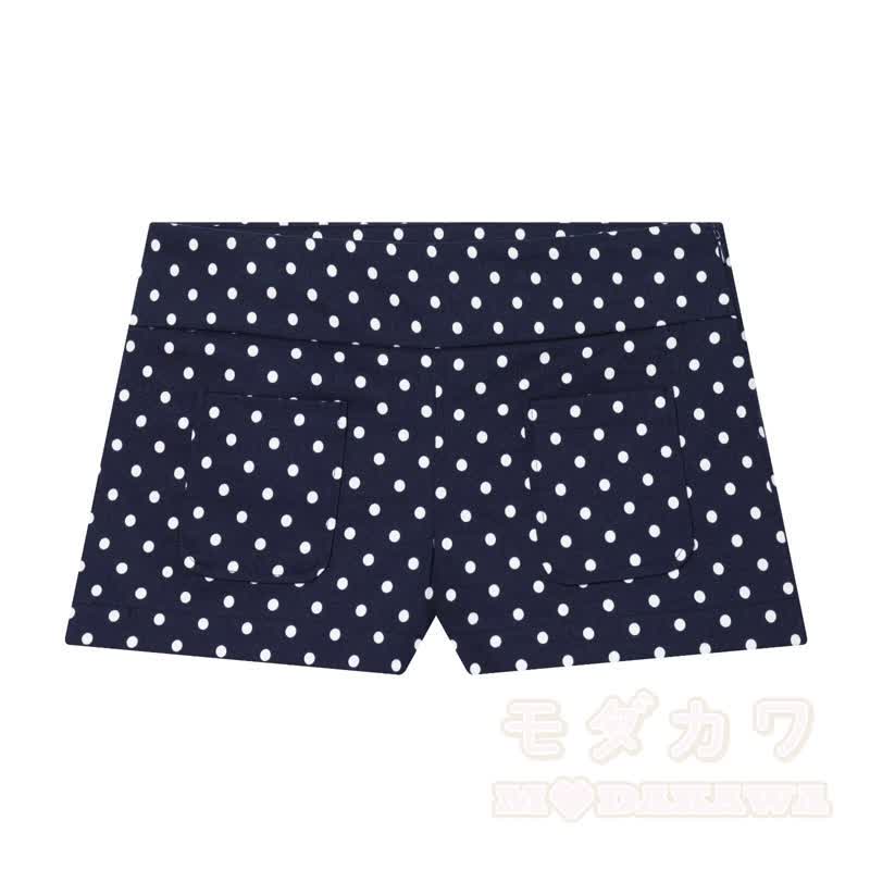 Polka Dot Stand Collar Cropped Jacket And Shorts Two Pieces Set - image 9