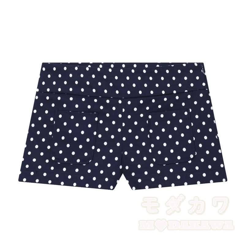 Polka Dot Stand Collar Cropped Jacket And Shorts Two Pieces Set - image 9
