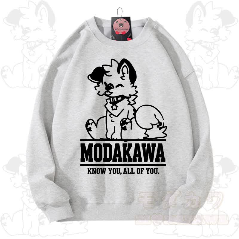 MODAKAWA X popipeko Kawaii Puppy Graphic Unisex Sweatshirt - Light and Dark Gray - 3XL - image 9