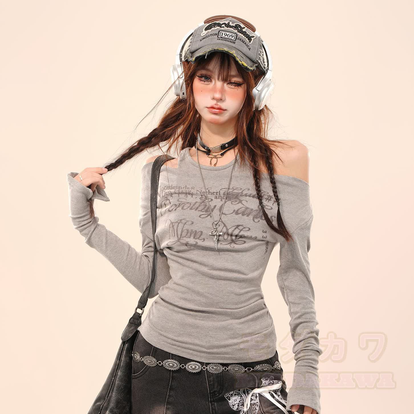 Cool Off-Shoulder Long Sleeves T-Shirt - image 5