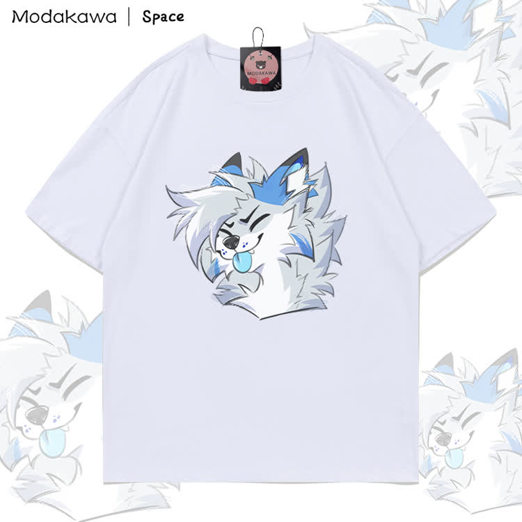 MODAKAWA X Space Barker Tongue Out Graphic 100% Cotton T-shirt - White - 5XL - image 3