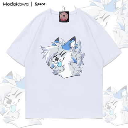 MODAKAWA X Space Barker Tongue Out Graphic 100% Cotton T-shirt - White - 5XL - image 3