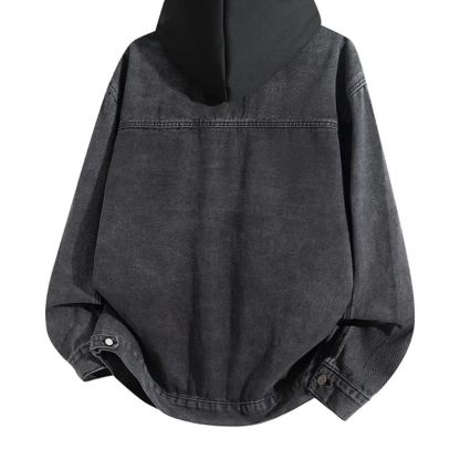 Vintage Casual Fake Two Piece Loose  Hooded Denim Jacket - image 14