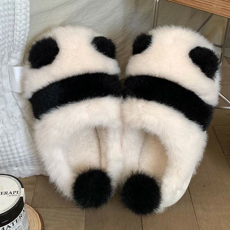 Lovely Cartoon Panda Fuzzy Ball Plush Slippers - image 10