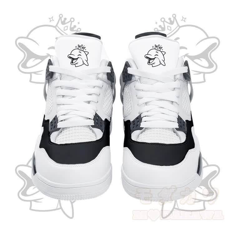 Wink Dolphin Graphic Modakawa Lace Up Sports Air Cushion Shoes - White - 48 - image 6