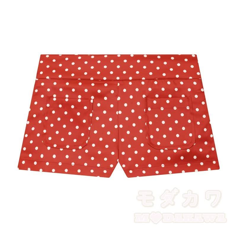 Polka Dot Stand Collar Cropped Jacket And Shorts Two Pieces Set - image 5