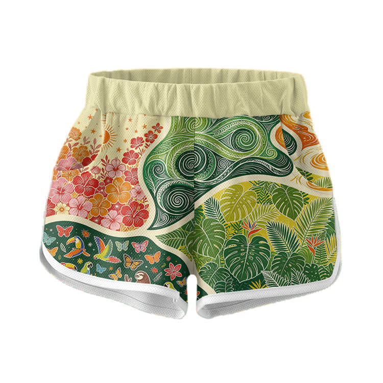 Animal Plant Graphic Crop Tank Sport Top Shorts Bikini Modakawa Matching Outfit - Shorts - XL - image 3