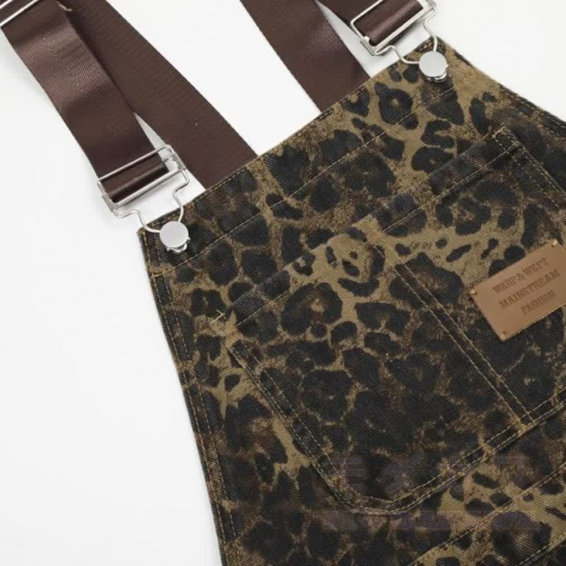 Cool Smoking Cat Print Hoodie Leopard Overalls Two Pieces Set - image 8
