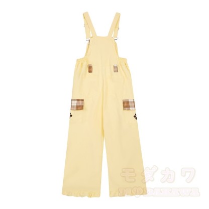 High Quality Durable Press Bear Embroidery Pendant Plaid Overalls - image 5
