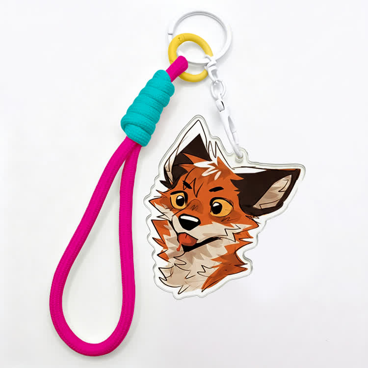 MODAKAWA X atka Tongue Out Fox Keychain Birthday Gift - Dark Purple - image 8