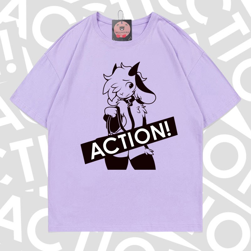 MODAKAWA X zarckets ACTION Goat Graphic 100% Cotton T-shirt - Light purple - 5XL - image 9