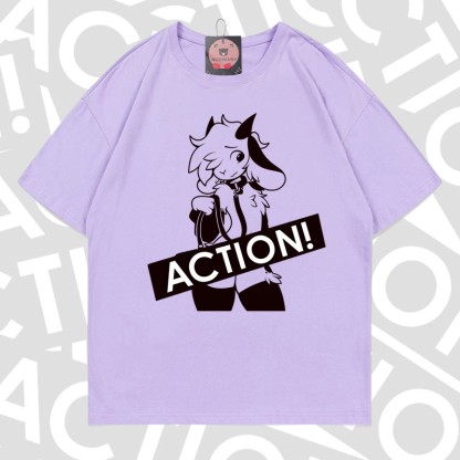MODAKAWA X zarckets ACTION Goat Graphic 100% Cotton T-shirt - Light purple - 5XL - image 9