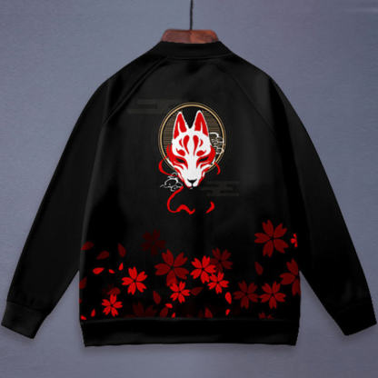 Vintage Sakura Fox Print Causal Jacket   - image 1