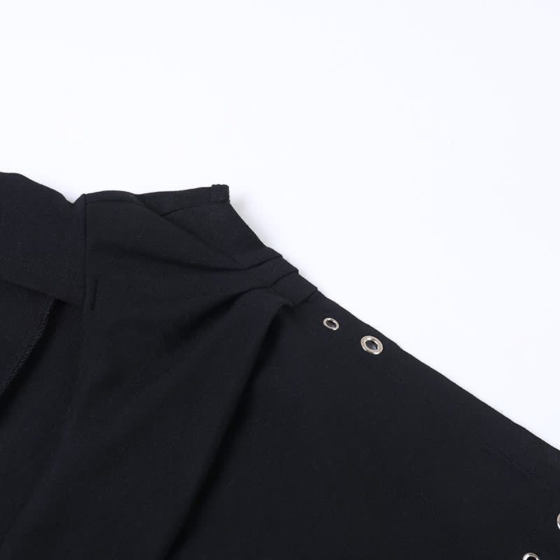 Gothic Draped Collar Sleeveless Top With Metal Chain Decor - image 8