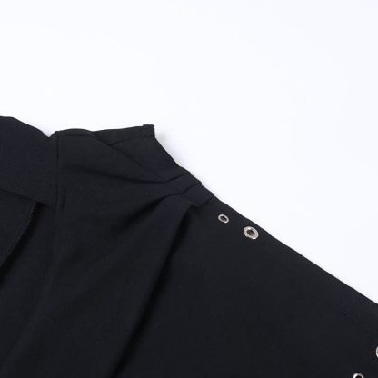 Gothic Draped Collar Sleeveless Top With Metal Chain Decor - image 8