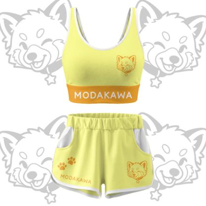 Wink Puppy Graphic Crop Tank Sport Top Shorts Bikini Modakawa Matching Outfit - Yellow Set - 5XL - image 13