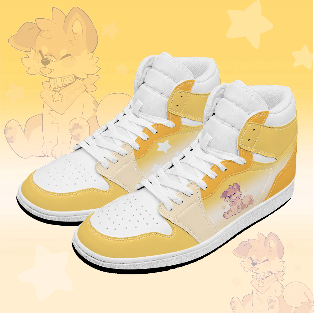 MODAKAWA X popipeko Puppy Graphic High Top Canvas Shoes - Yellow - 48 - image 5
