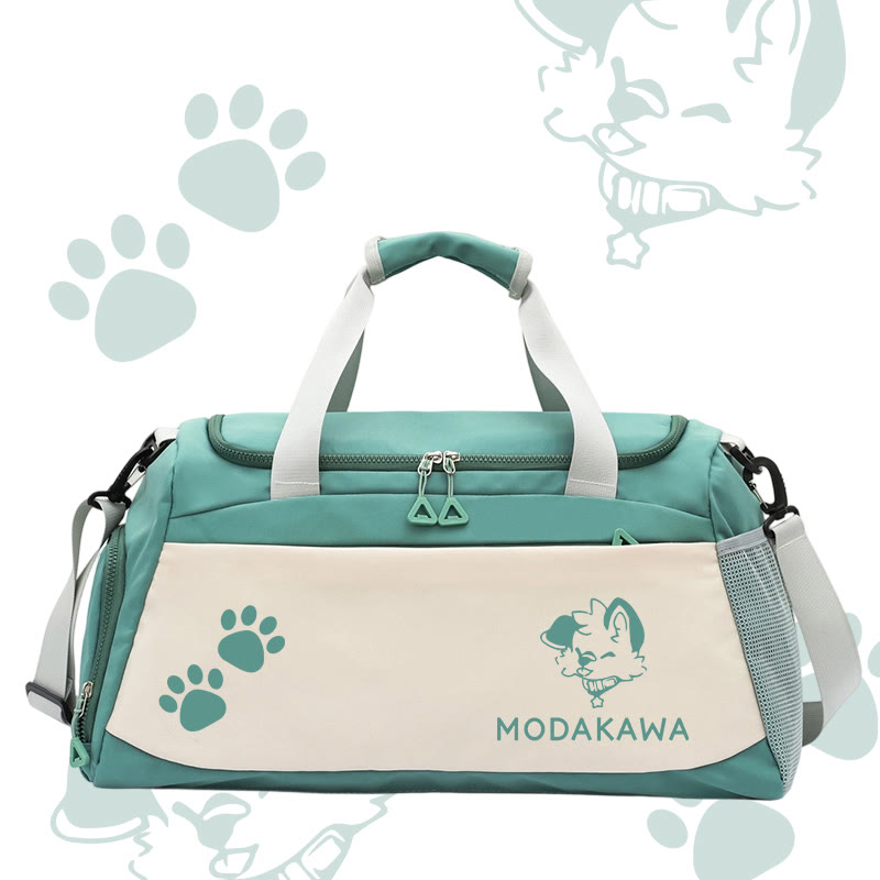 MODAKAWA X popipeko Puppy Graphic Large Capacity Sports Gym Duffel Bag - Green - 55*28*26 cm - image 5