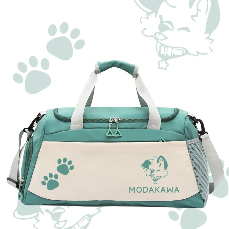 MODAKAWA X popipeko Puppy Graphic Large Capacity Sports Gym Duffel Bag - Green - 55*28*26 cm - image 5
