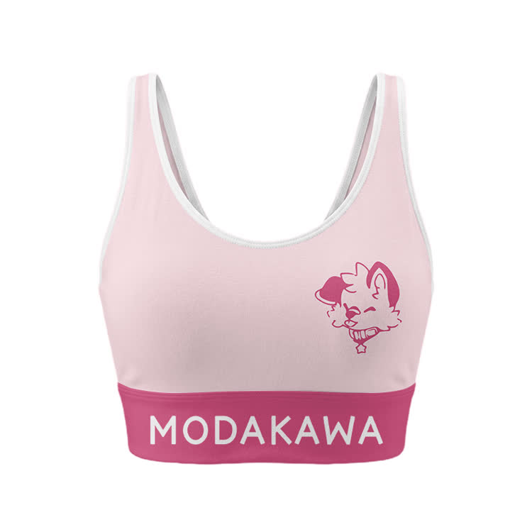 MODAKAWA X popipeko Puppy Graphic Sports Bra Top Leggings Matching Outfit - Pink Top - 5XL - image 5