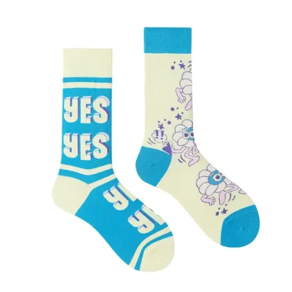 Colorful Asymmetric Printed Mid Calf Socks - image 9