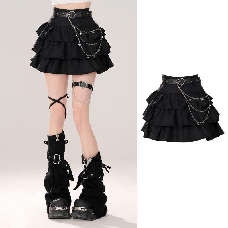 Cross Wrap Knit Sweater Ruffle Skirt Three Pieces Set - image 5