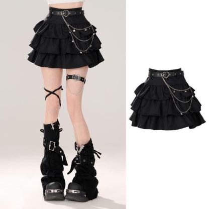 Cross Wrap Knit Sweater Ruffle Skirt Three Pieces Set - image 5
