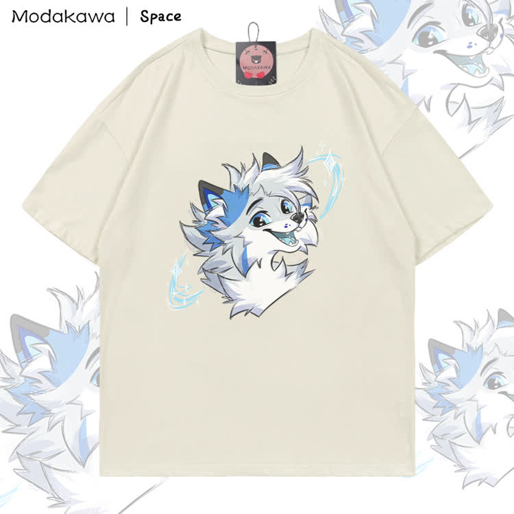 MODAKAWA X Space Barker Smile Graphic 100% Cotton T-shirt - Light Beige - 5XL - image 2