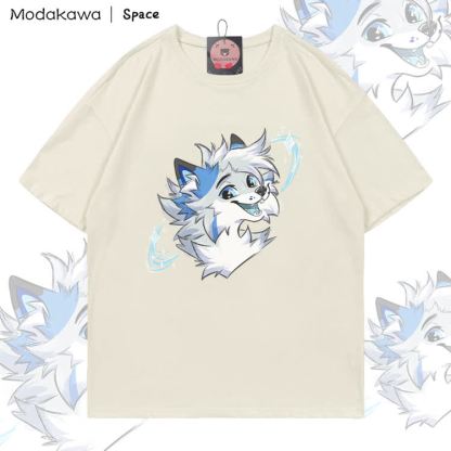 MODAKAWA X Space Barker Smile Graphic 100% Cotton T-shirt - Light Beige - 5XL - image 2